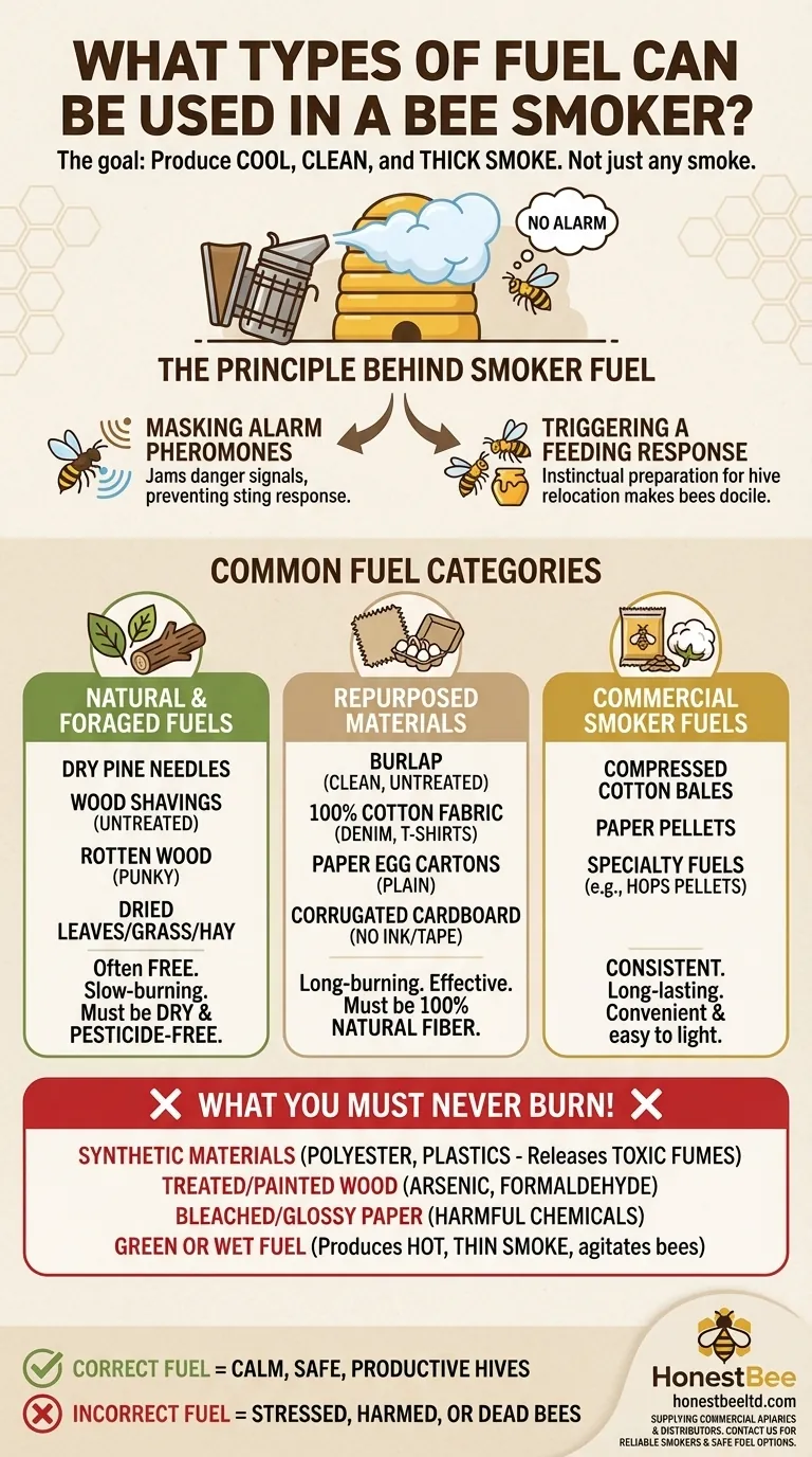 벌 연기통에 사용할 수 있는 연료의 종류는 무엇인가요? 차분한 벌통을 위한 최고의 연료 선택하기 시각적 가이드