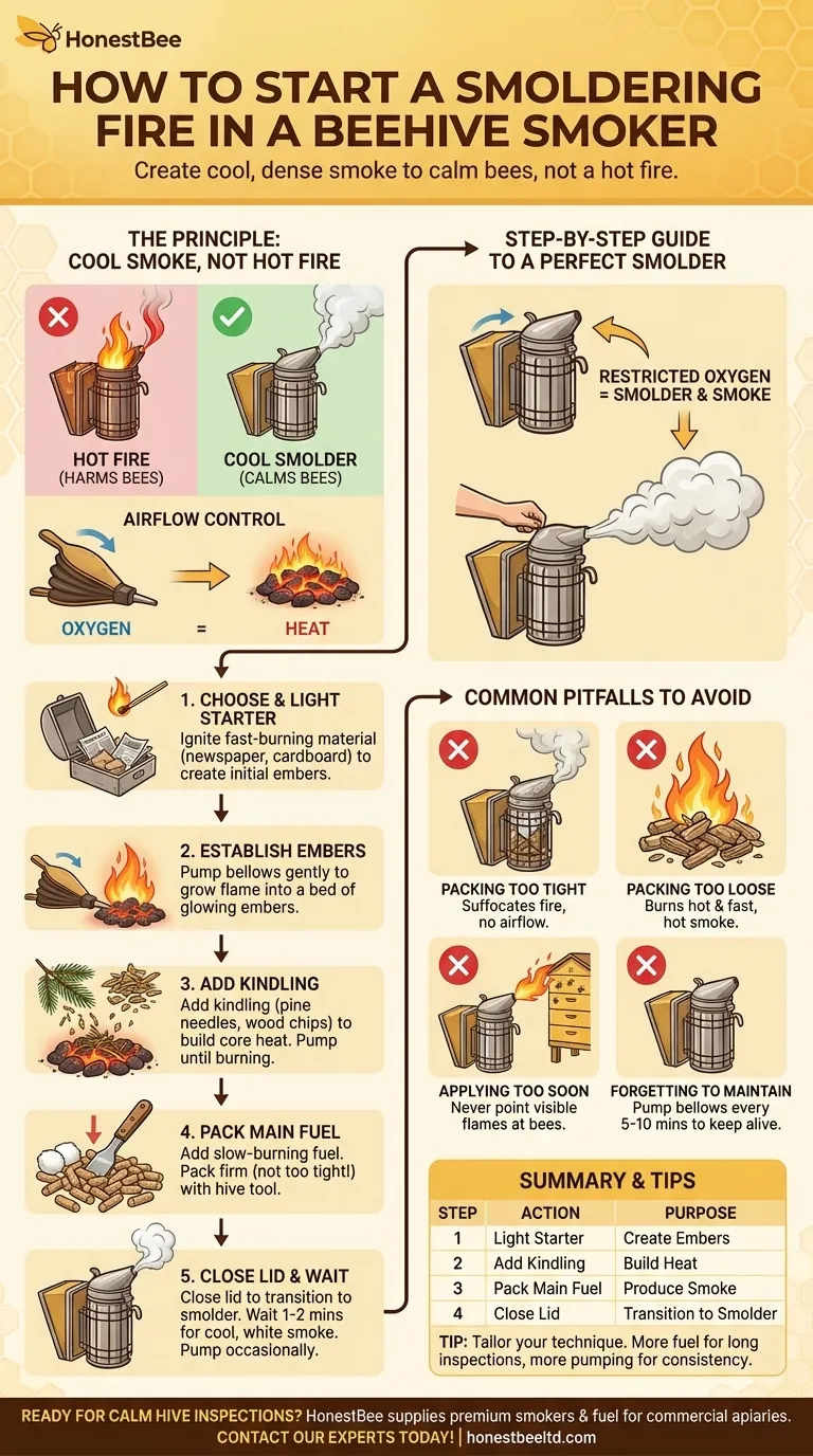 How do you start a fire in a beehive smoker? Master the Smoldering Fire for Calm Bees Visual Guide