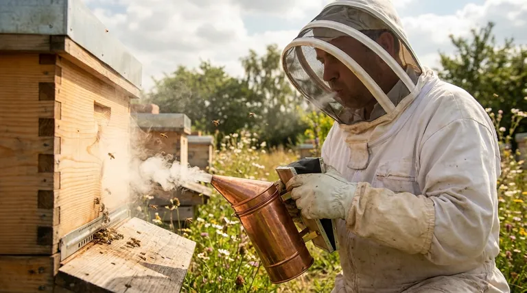Wie sollte ein Imker eine Rauchkammer verwenden, wenn er sich einem Bienenstock nähert? Ein Leitfaden für ruhige, sichere Inspektionen