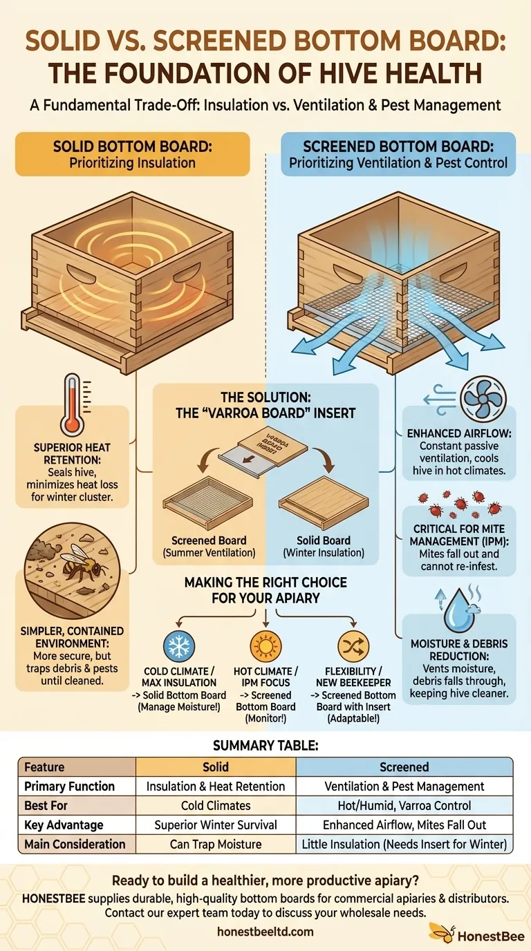 How does the 10-Frame Solid Bottom Board differ from the Cypress Screened Bottom Board? Make the Right Choice for Your Hive Visual Guide