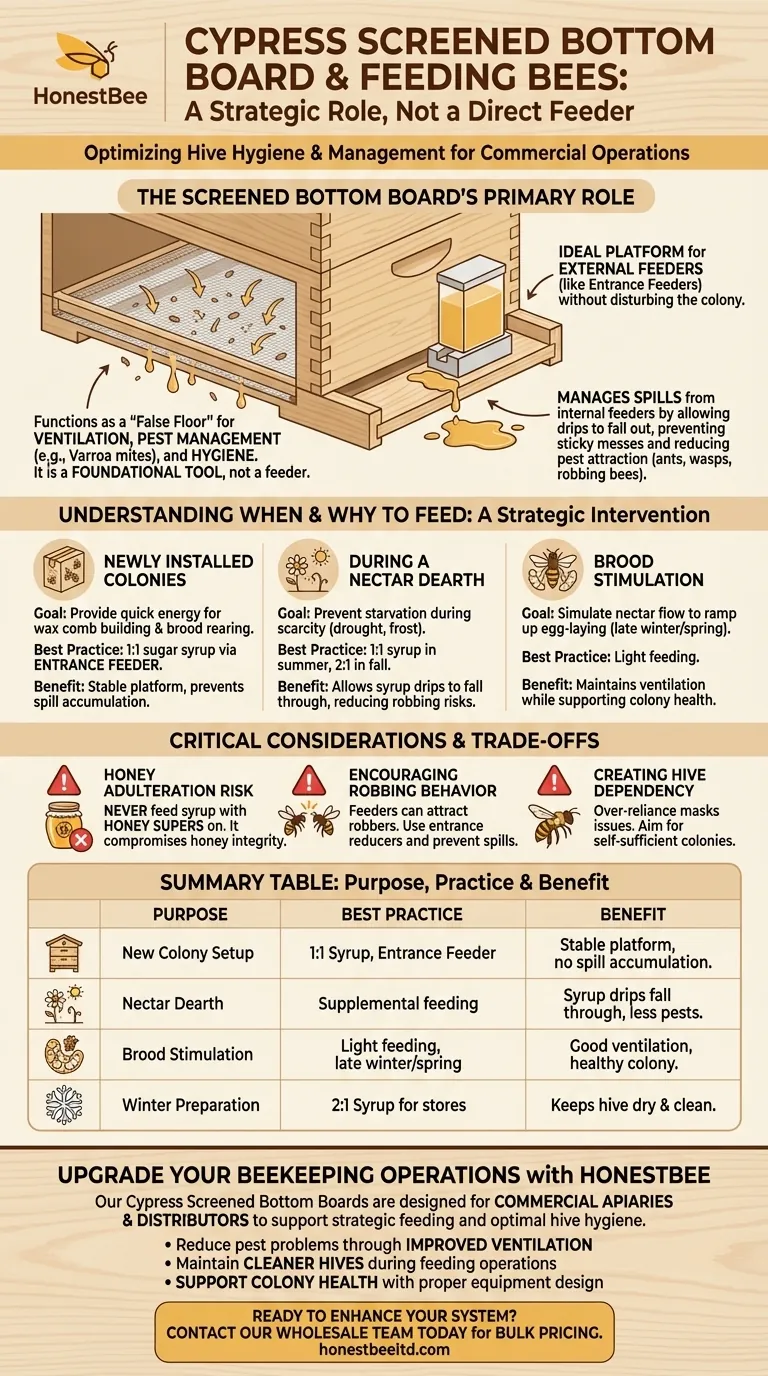 How do beekeepers use the Cypress Screened Bottom Board for feeding? A Strategic Guide to Hive Health Visual Guide