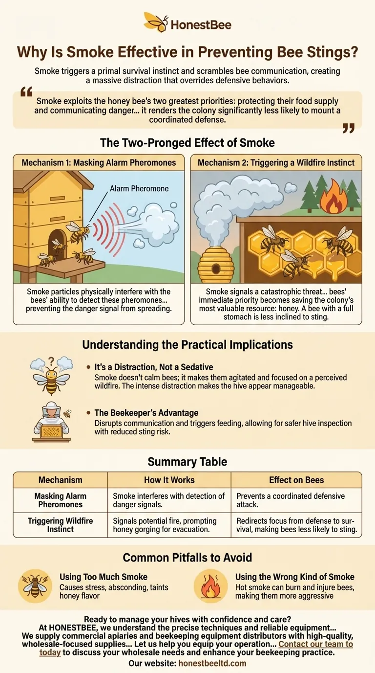 Why is smoke effective in preventing bee stings? The Dual Mechanism Behind Safe Hive Management Visual Guide