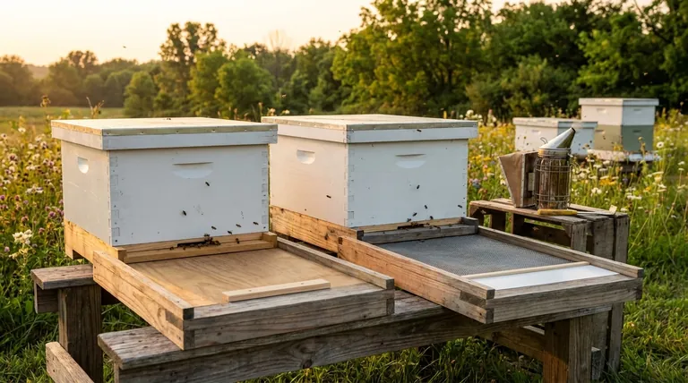 养蜂中使用的两种底板类型是什么?实心底板与网格底板对蜂群健康的影响