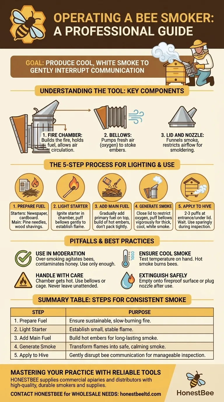 What are the steps to operate a bee smoker? Master the Art of Gentle Beehive Management Visual Guide
