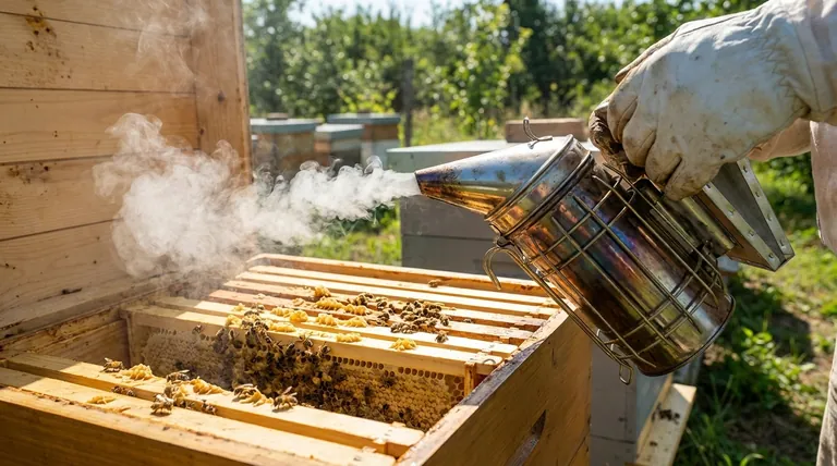 How does smoke help in calming bees during hive inspection? Unlock the Secret to Safe Beekeeping