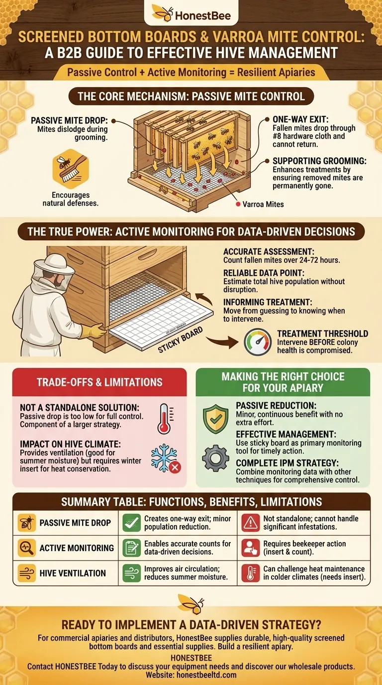 How do screened bottom boards help with varroa mite control? A Key Tool for Monitoring and Managing Hive Health Visual Guide