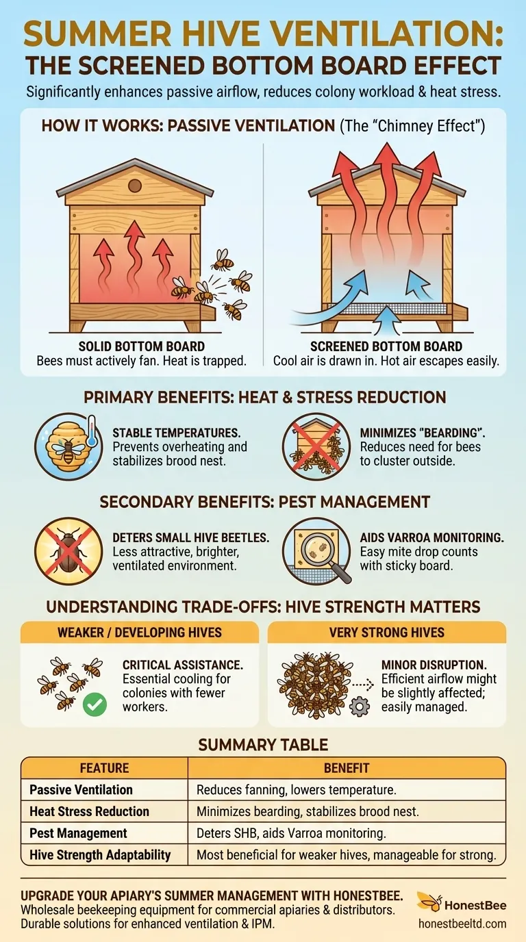 Como as bases inferiores teladas afetam a ventilação da colmeia durante o verão? Melhore a Saúde da Colmeia e Reduza o Estresse Térmico Guia Visual