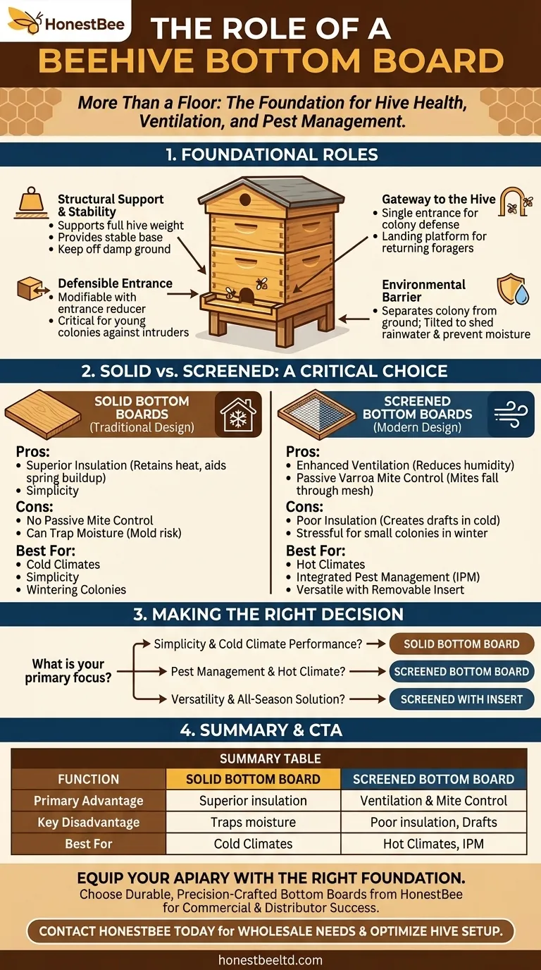 What is the role of a bottom board in a beehive? Optimize Hive Health & Ventilation Visual Guide