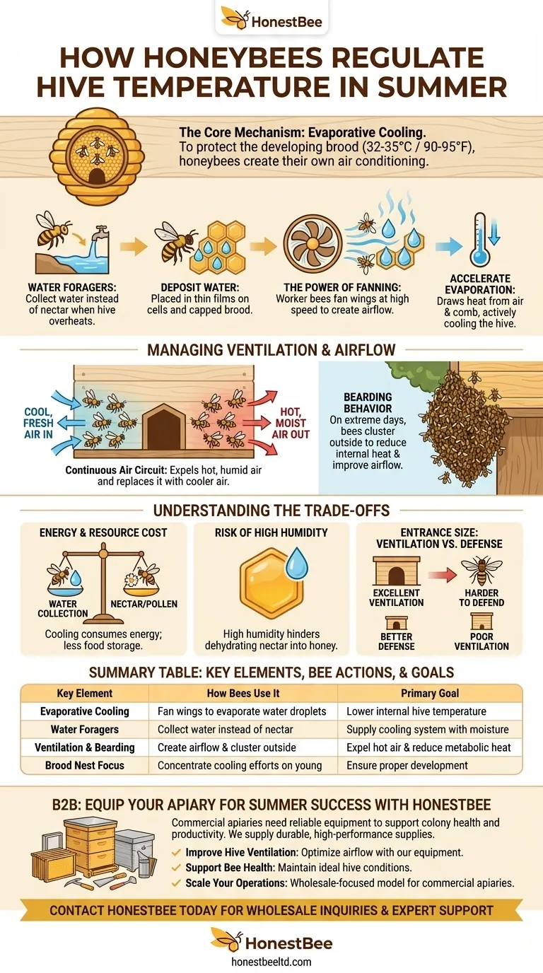 How do bees regulate the temperature of their hive during the summer? Discover Their Natural Cooling System Visual Guide