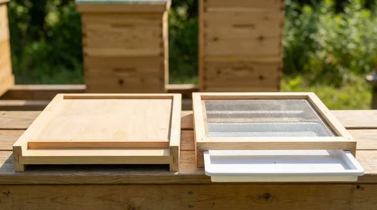 What are the two main types of bottom boards available for Langstroth hives? Solid vs. Screened for Bee Health