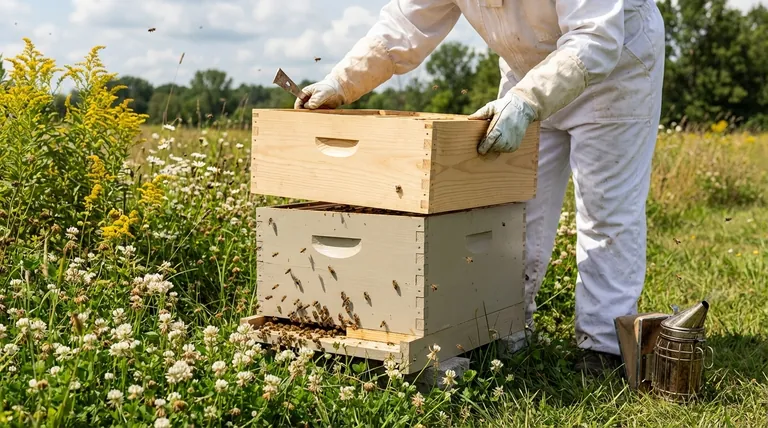 유입되는 꿀의 흐름은 벌통 윗칸(super)의 필요성에 어떤 영향을 미치나요? 분봉 방지 및 꿀 수확량 극대화