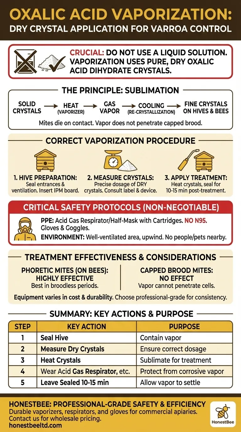 Wie wird die Oxalsäurelösung zur Verdampfung vorbereitet? Keine Lösung erforderlich – Verwenden Sie trockene Kristalle zur Varroa-Kontrolle Visuelle Anleitung