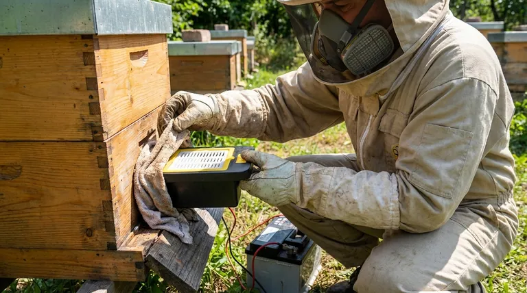 How is the vaporizer inserted and the vapor applied? Master Oxalic Acid Treatment for Varroa Mite Control