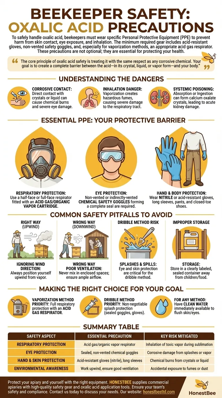 What safety precautions should beekeepers take when using oxalic acid? Essential PPE for Varroa Mite Control Visual Guide