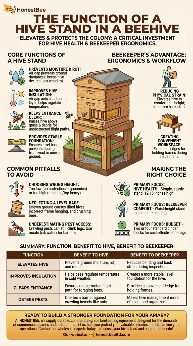What is the function of a hive stand in a beehive? Protect Your Hive and Your Back Visual Guide