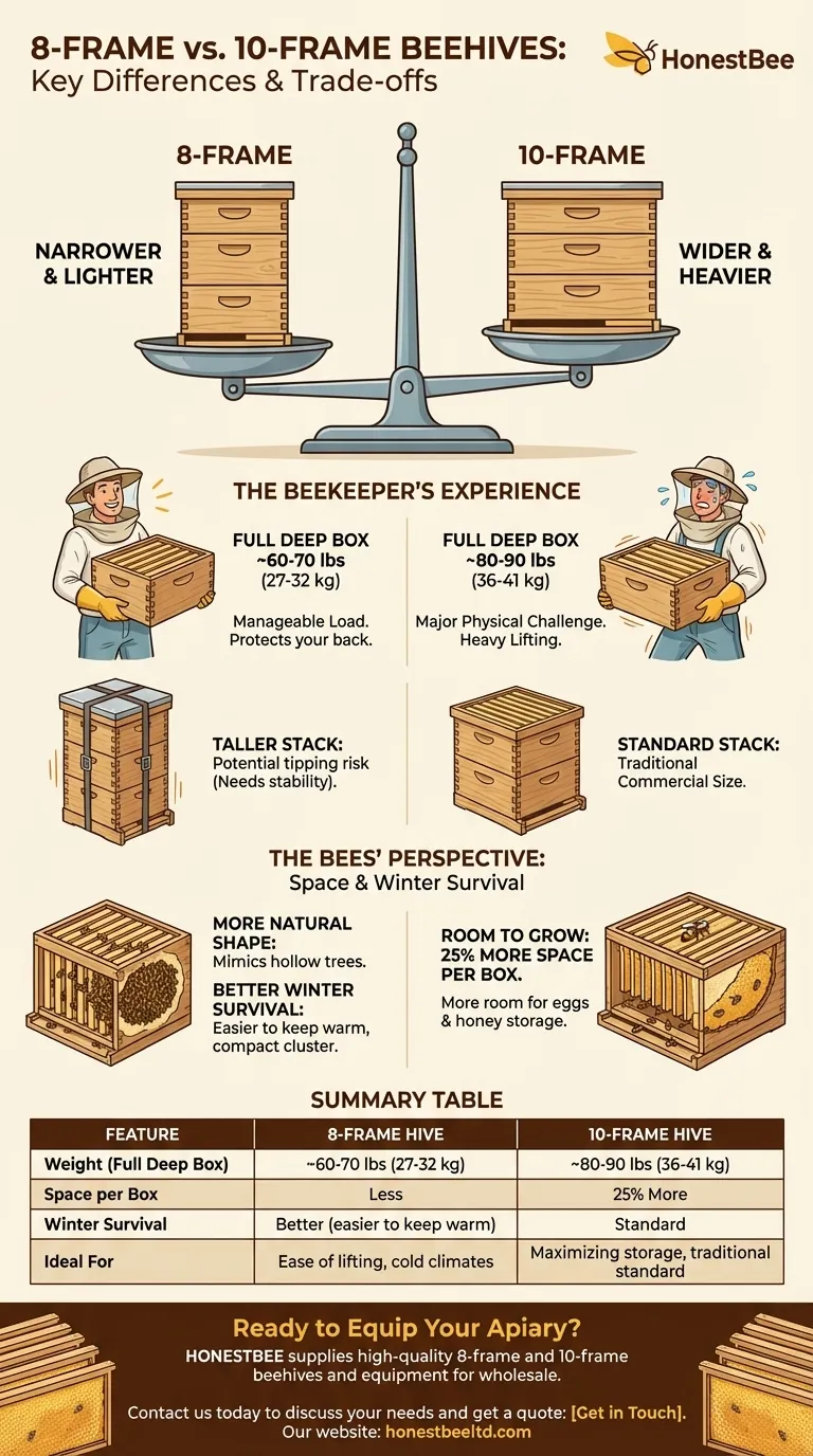 What are the key differences between 8-frame and 10-frame beehives? Choose the Right Hive for Your Apiary Visual Guide