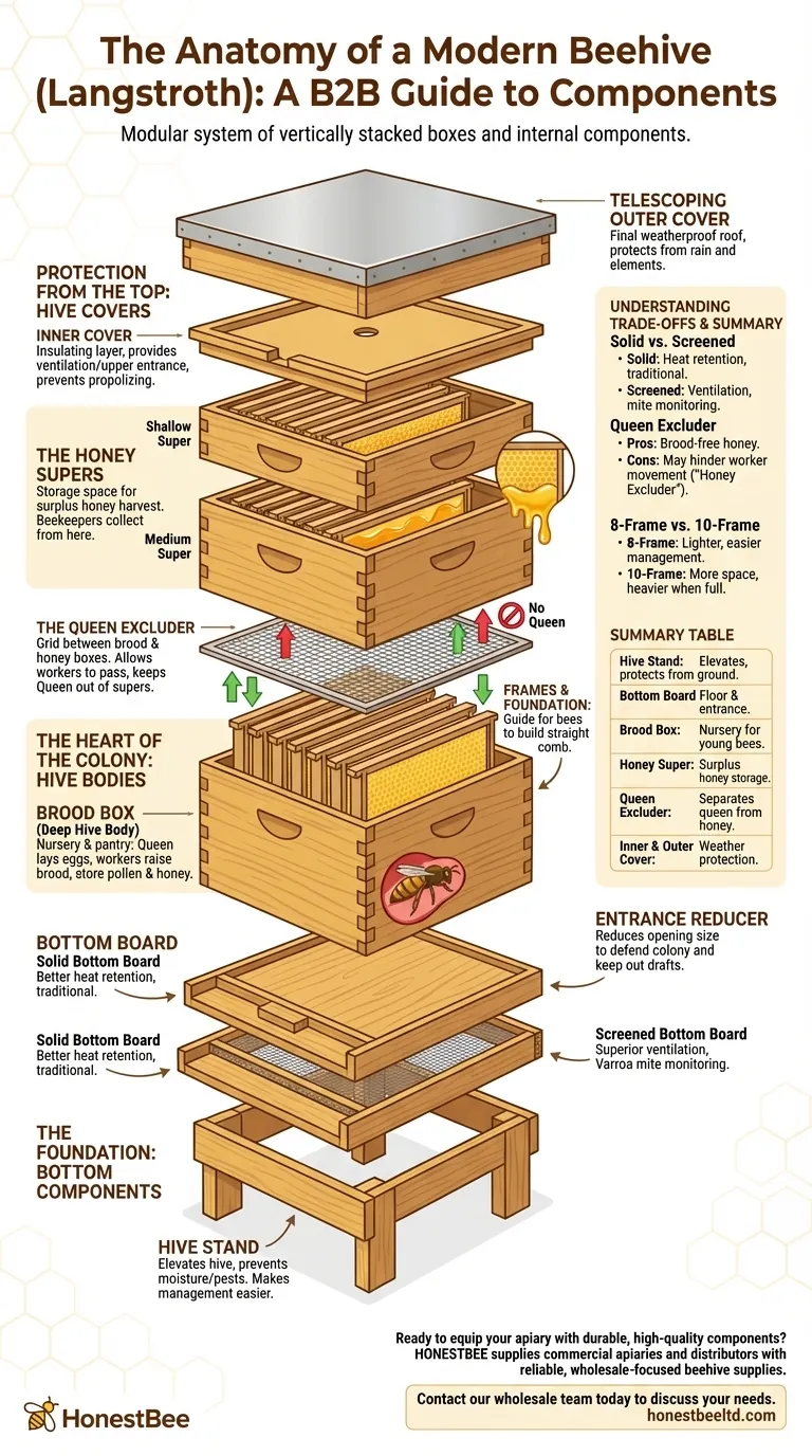 What are the components of a typical beehive? Build a Healthy, Productive Colony Visual Guide