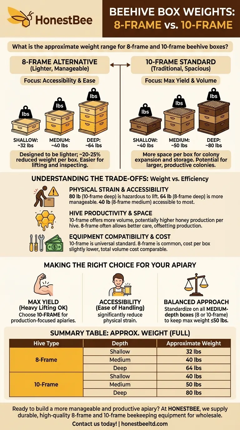 8프레임 및 10프레임 벌통 상자의 대략적인 무게 범위는 얼마입니까? 당신의 체력과 목표에 맞는 올바른 벌통 선택하기 시각적 가이드