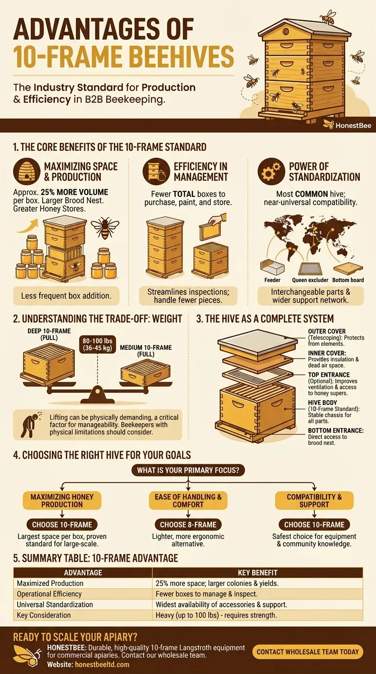 10프레임 벌통의 장점은 무엇인가요? 산업 표준으로 생산량을 극대화하세요 시각적 가이드