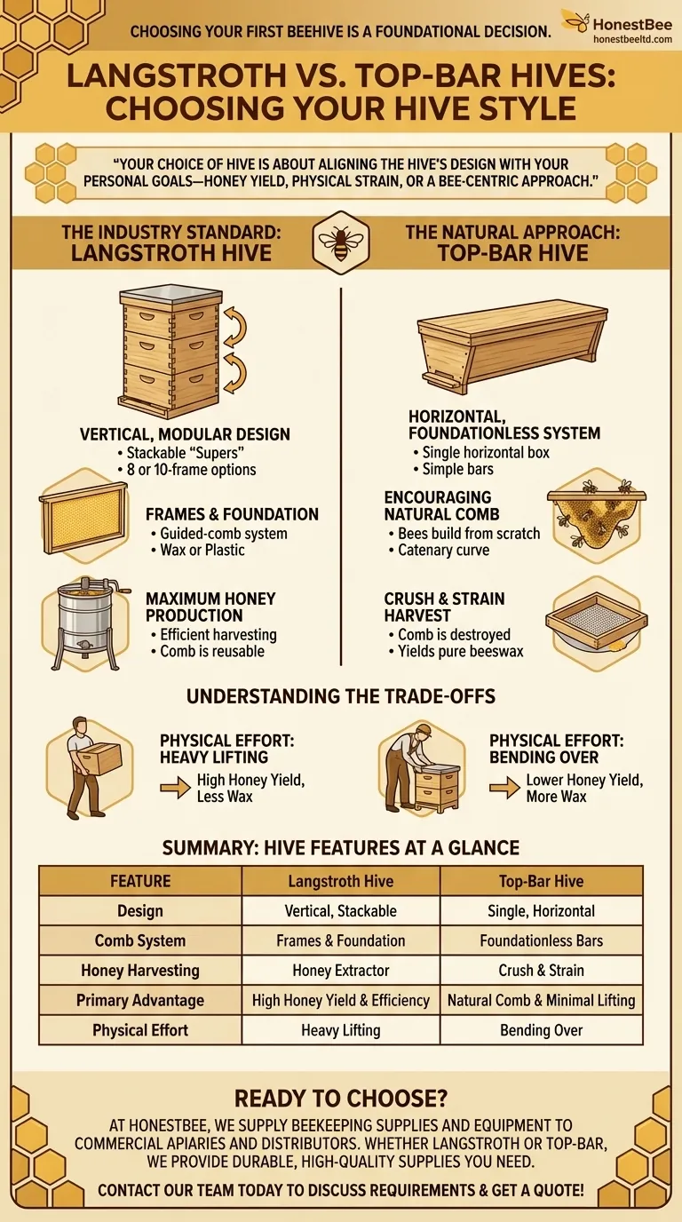 다양한 벌집 스타일에는 어떤 종류가 있습니까? 꿀을 위한 랑스트로스(Langstroth) 또는 자연 양봉을 위한 탑바(Top-Bar) 중에서 선택하세요 시각적 가이드