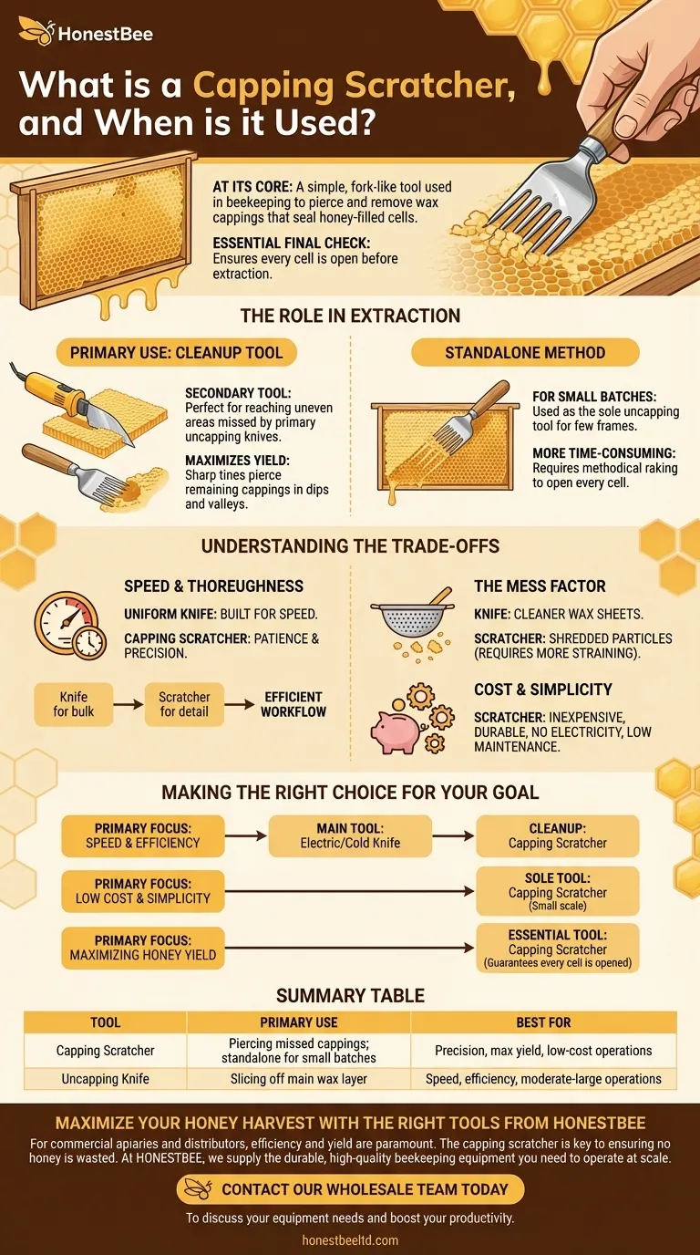 캡핑 스크래처란 무엇이며 언제 사용하나요? 완벽한 꿀 수확에 필수적입니다. 시각적 가이드