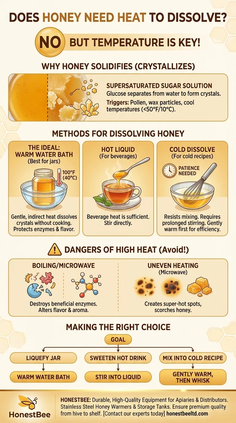 Il miele ha bisogno di calore per sciogliersi? La guida pratica alla temperatura e al miele Guida Visiva