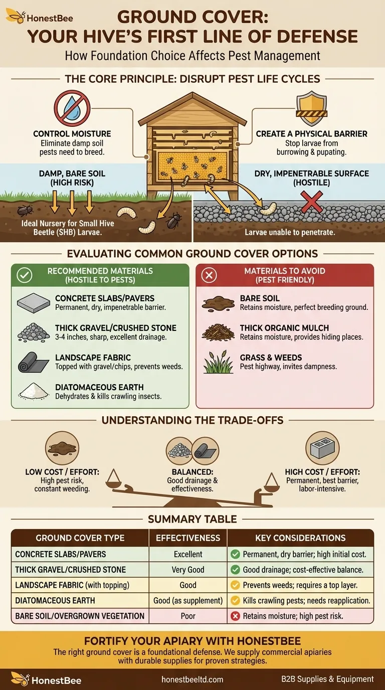 How does the ground cover under beehives affect pest management? A Key Strategy for Hive Health Visual Guide