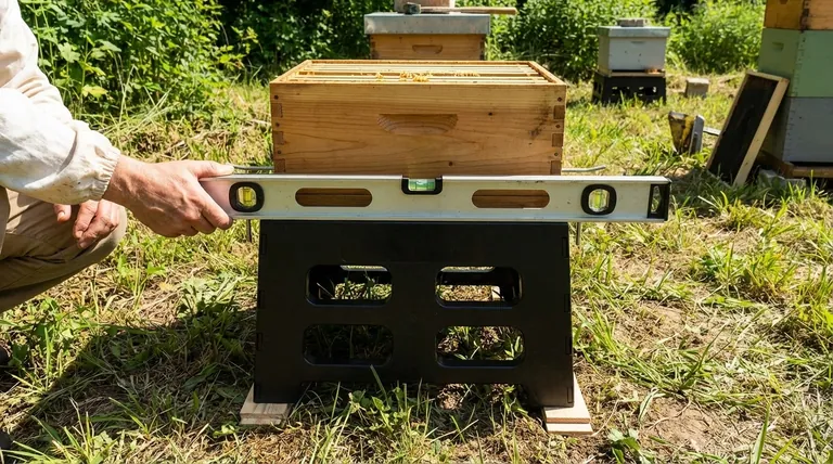 벌통 받침대를 제대로 수평으로 맞추는 것이 왜 중요할까요? 벌통 안정성 및 건강한 소초 구축 보장