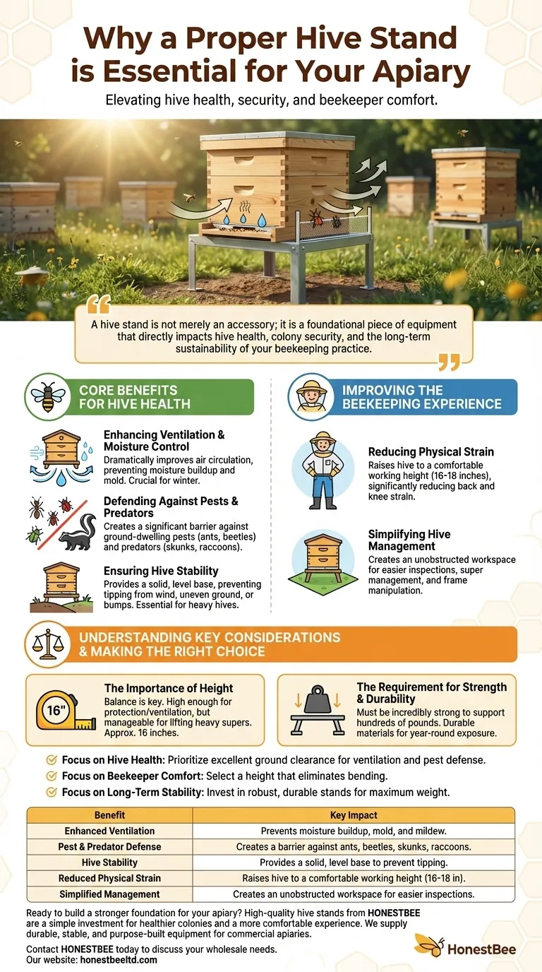 적절한 벌통 받침대를 사용하면 어떤 이점이 있나요? 벌통 건강 증진 및 허리 부담 감소 시각적 가이드