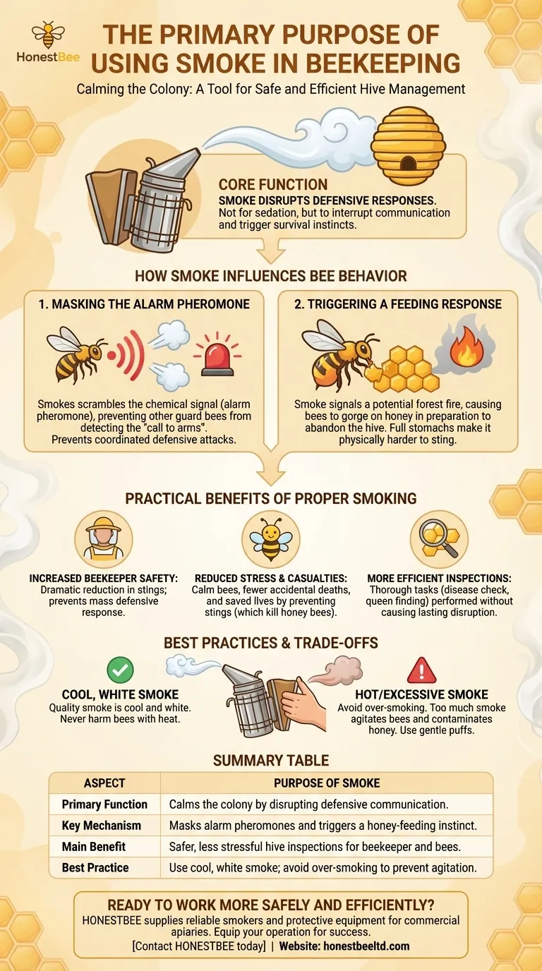 Was ist der Hauptzweck der Verwendung von Rauch in der Bienenzucht? Bienen beruhigen für eine sicherere Stockverwaltung Visuelle Anleitung