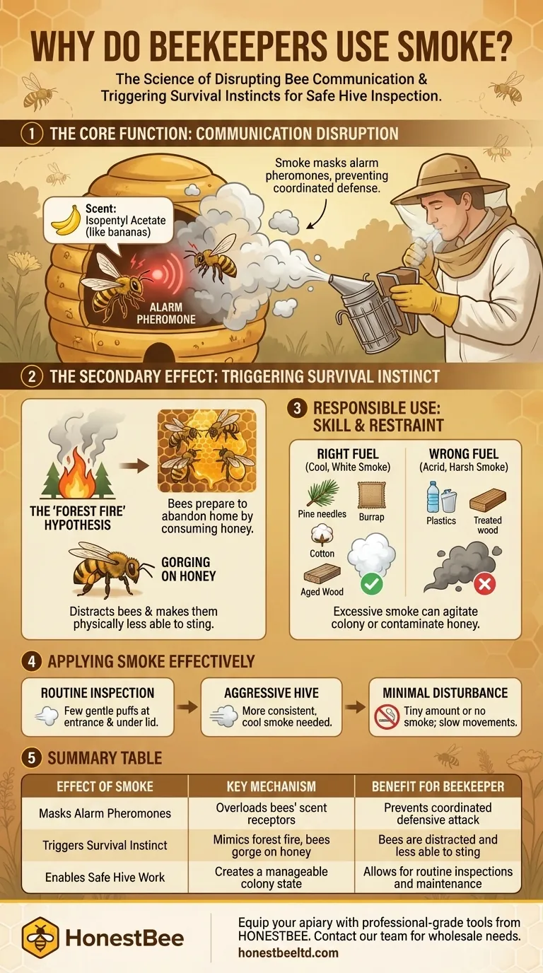 Why do beekeepers use smoke in their hives? Master Beehive Communication and Safety Visual Guide