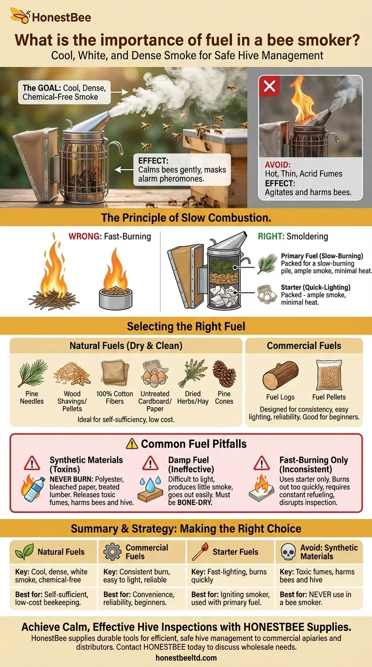 벌통 훈연기에서 연료의 중요성은 무엇인가요? 벌통을 위해 시원하고 진정시키는 연기를 확보하세요 시각적 가이드