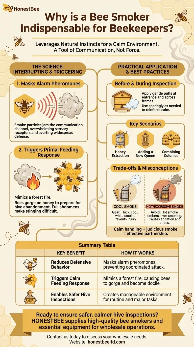 Why is a bee smoker considered indispensable for beekeepers? Master Calm & Safe Hive Inspections Visual Guide