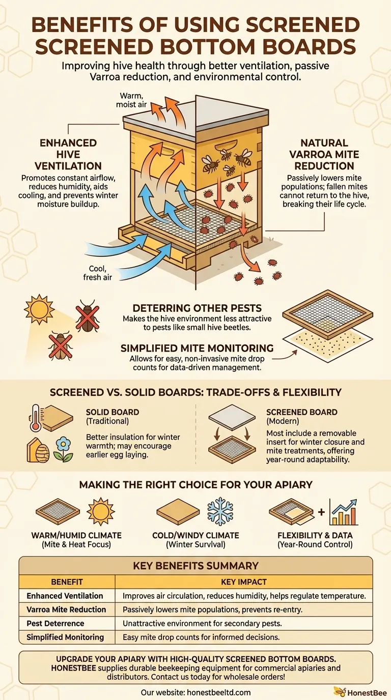 What are the benefits of using screened bottom boards? Improve Hive Health & Control Varroa Mites Visual Guide