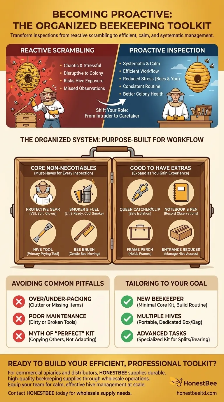 양봉 검사를 위한 도구 키트를 정리하는 것이 왜 중요한가요? 벌통 건강 및 효율성 향상 시각적 가이드