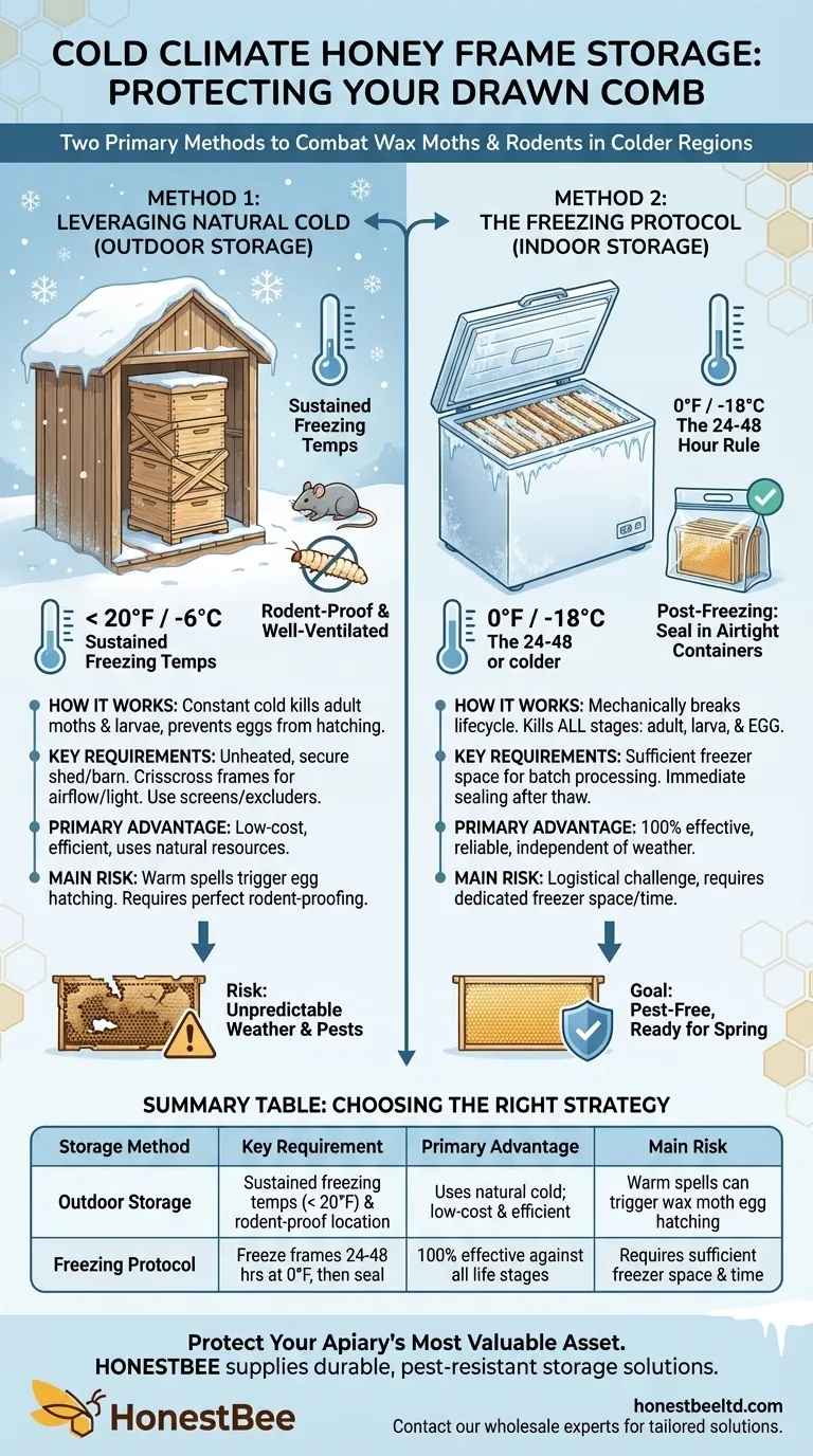 What are the storage options for honey frames in colder regions? Protect Your Comb from Wax Moths & Pests Visual Guide