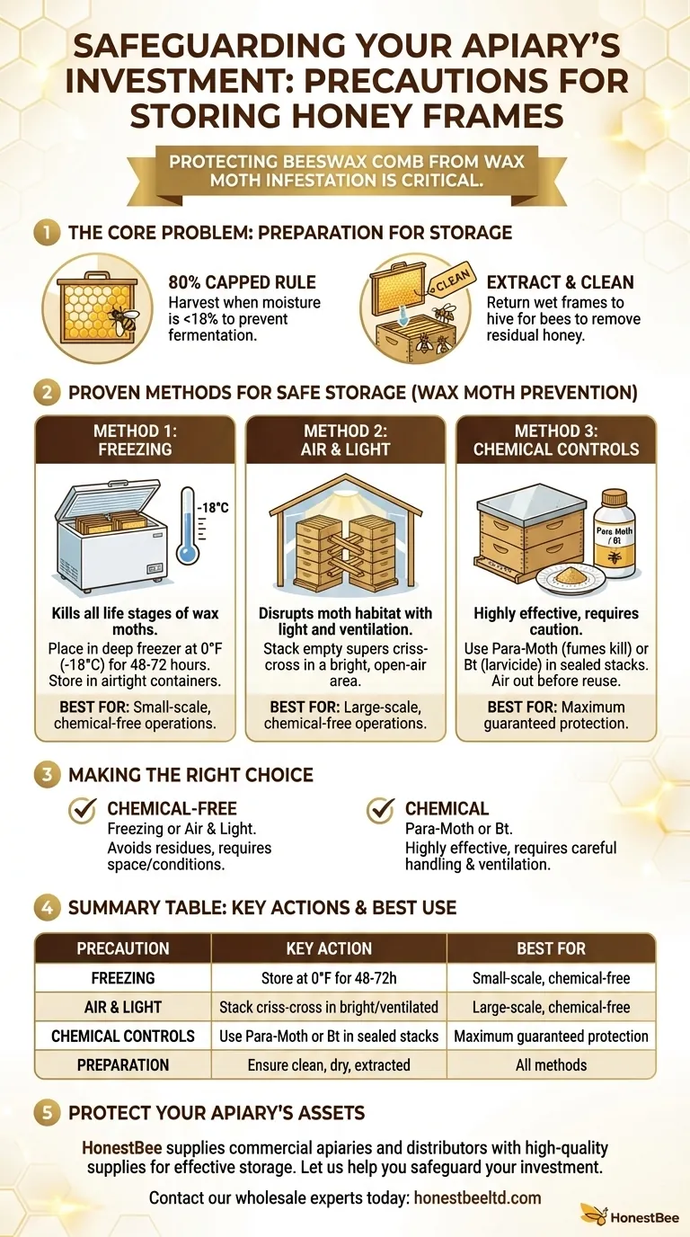 What precautions should be taken when storing honey frames? Protect Your Valuable Comb from Pests Visual Guide