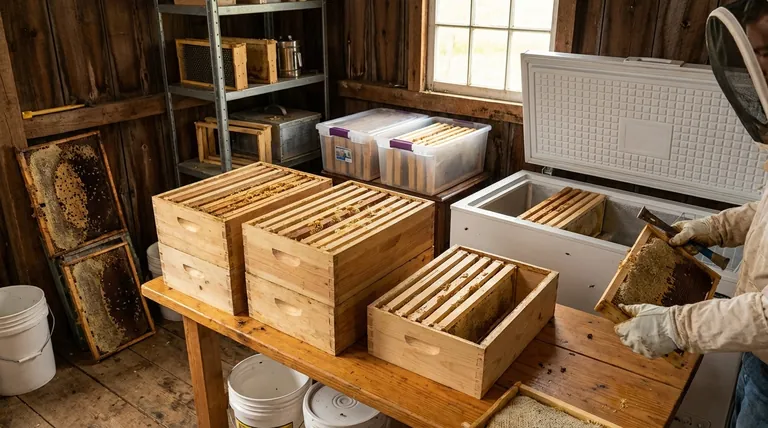 꿀벌집을 즉시 채밀하지 못할 경우 어떻게 해야 하나요? 최대 수확량을 위해 수확물을 안전하게 보관하세요