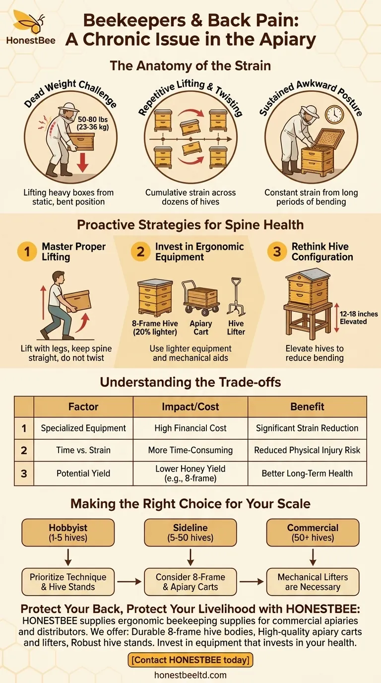 What common issue do beekeepers often discuss related to their work? The Critical Link Between Beekeeping and Chronic Back Pain Visual Guide