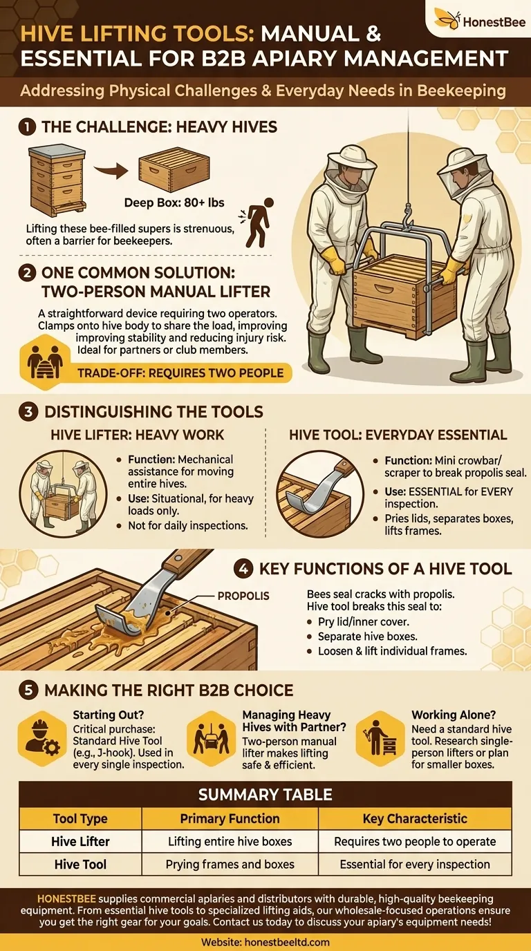 What is one type of hive lifting tool available to beekeepers? A Simple Solution for Heavy Hives Visual Guide