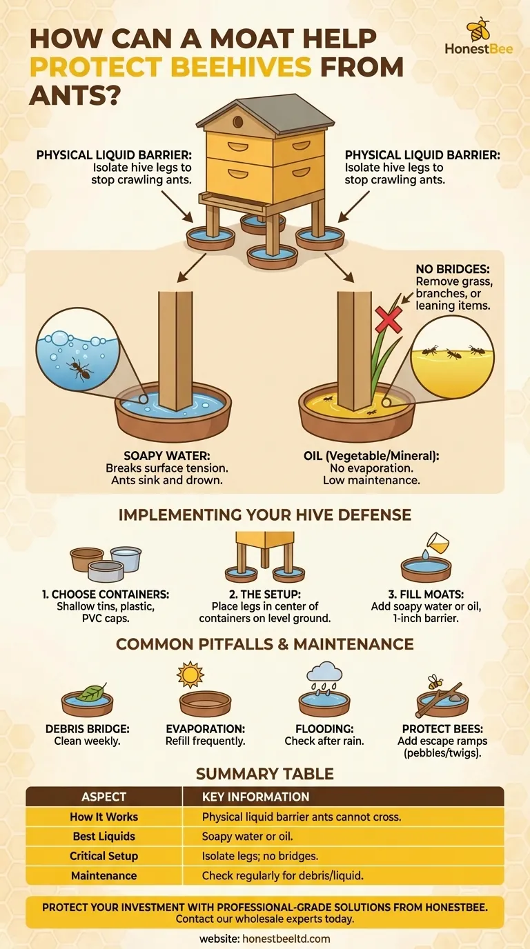 How can a moat help protect beehives from ants? A Simple, Non-Toxic Barrier for Your Apiary Visual Guide