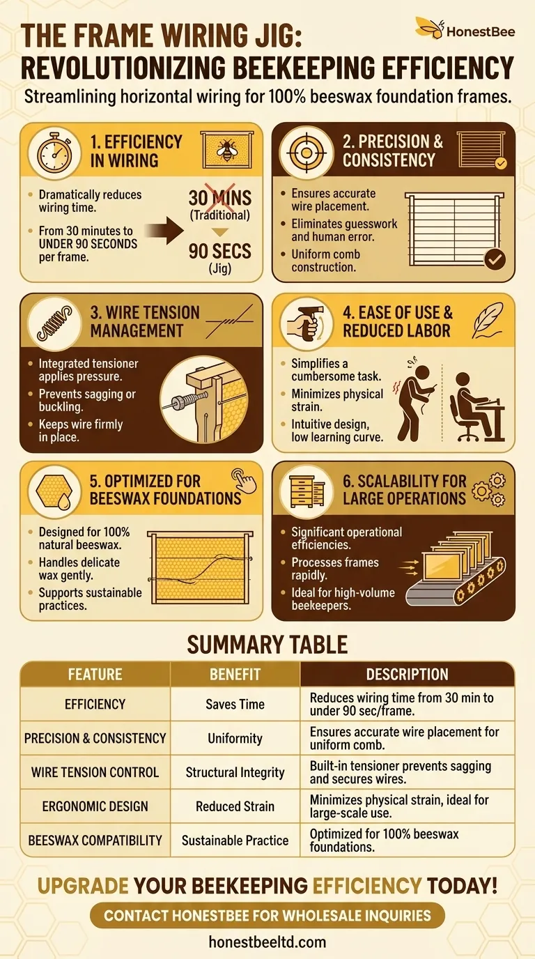 벌통 틀 와이어링 지그의 목적은 무엇인가요? 90초 이내에 벌통 틀 와이어링 속도 향상 시각적 가이드