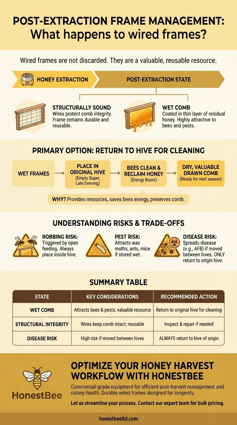 What happens to wired frames after honey extraction? Maximize Apiary Efficiency & Bee Health Visual Guide