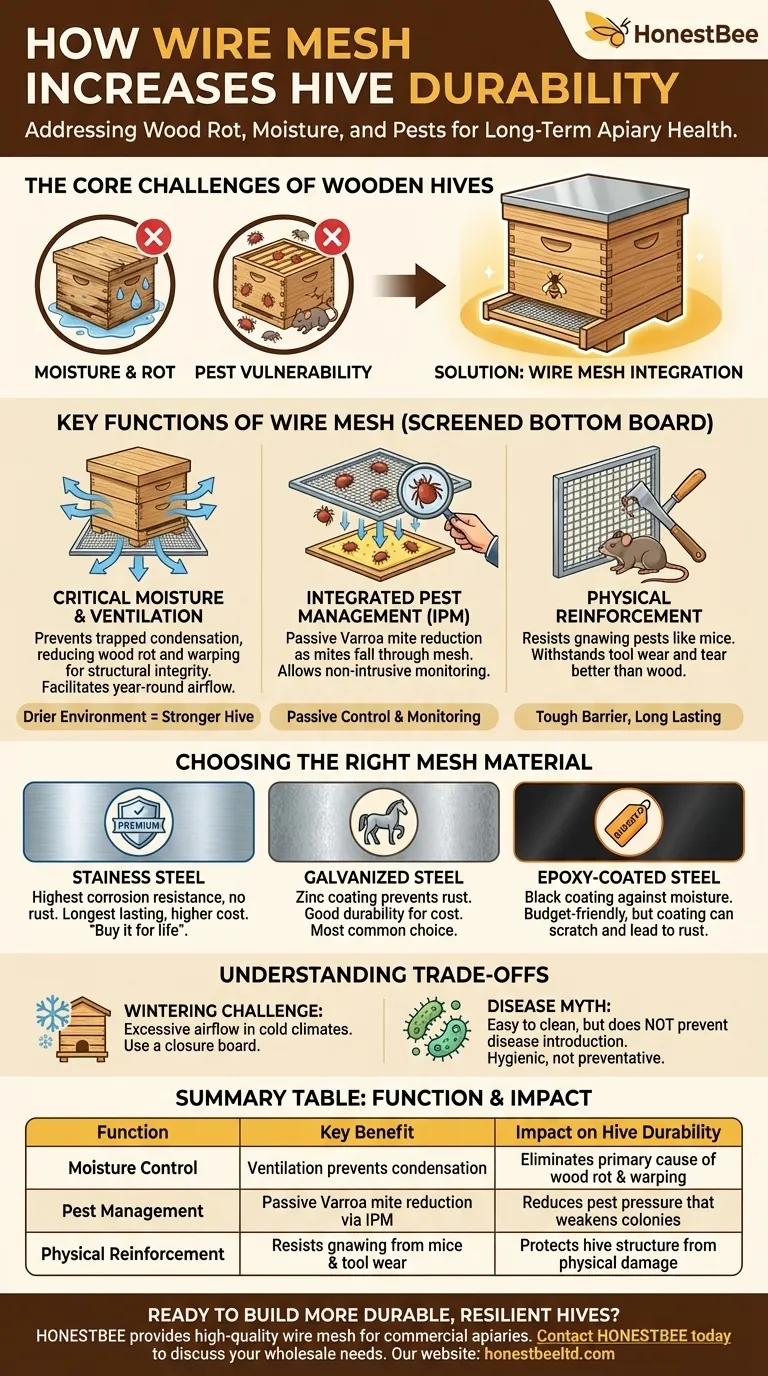 How does wire mesh increase hive durability? Boost Hive Longevity with Strategic Ventilation Visual Guide