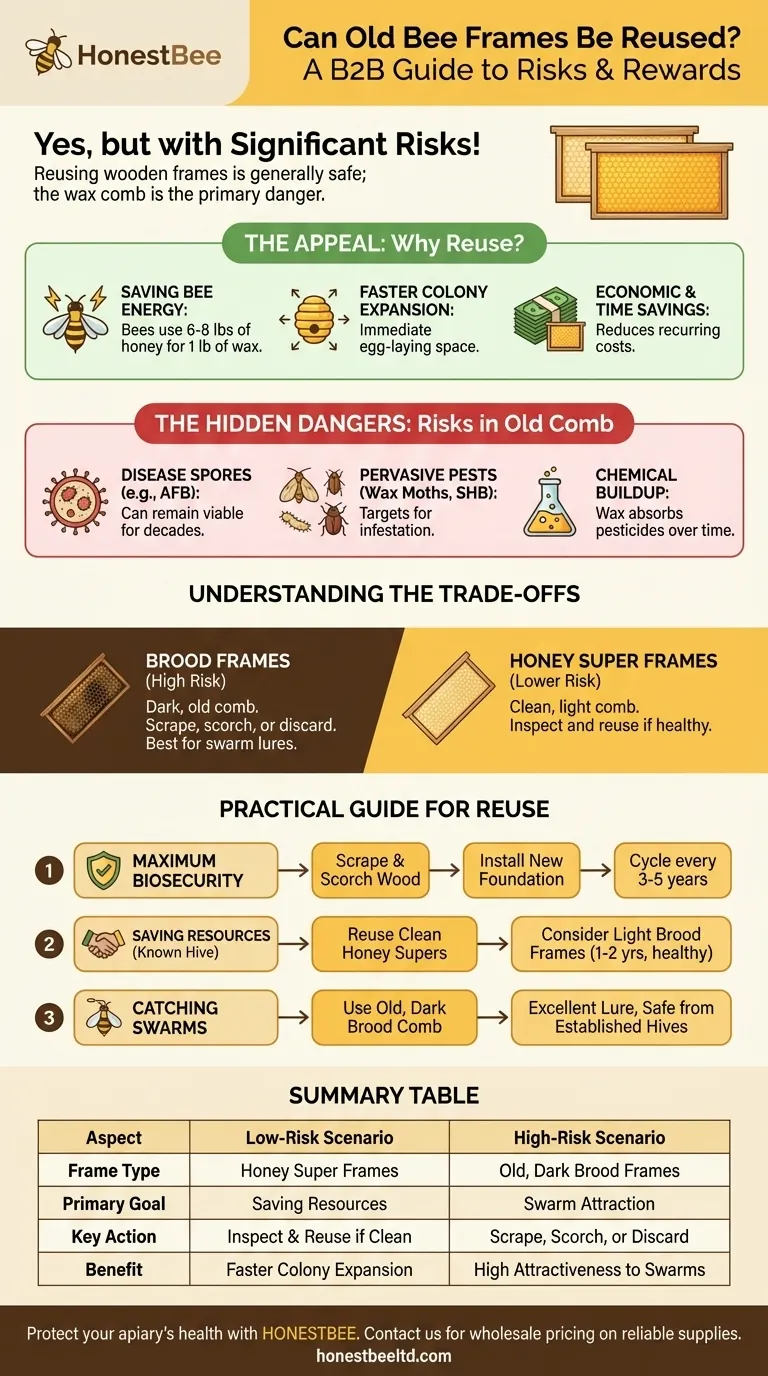 هل يمكن إعادة استخدام إطارات النحل القديمة؟ موازنة المخاطر مقابل المكافآت لخلية النحل الخاصة بك دليل مرئي
