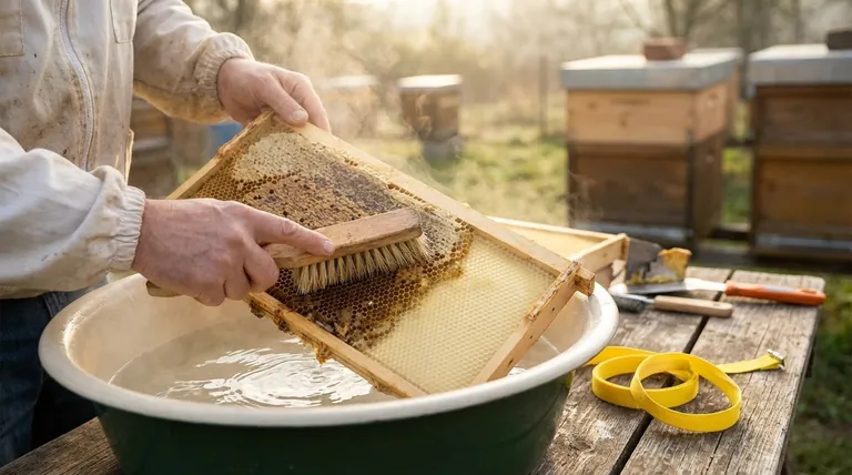 How should you clean bee frames after removing excess wax? A Step-by-Step Guide to Sanitizing Hive Equipment