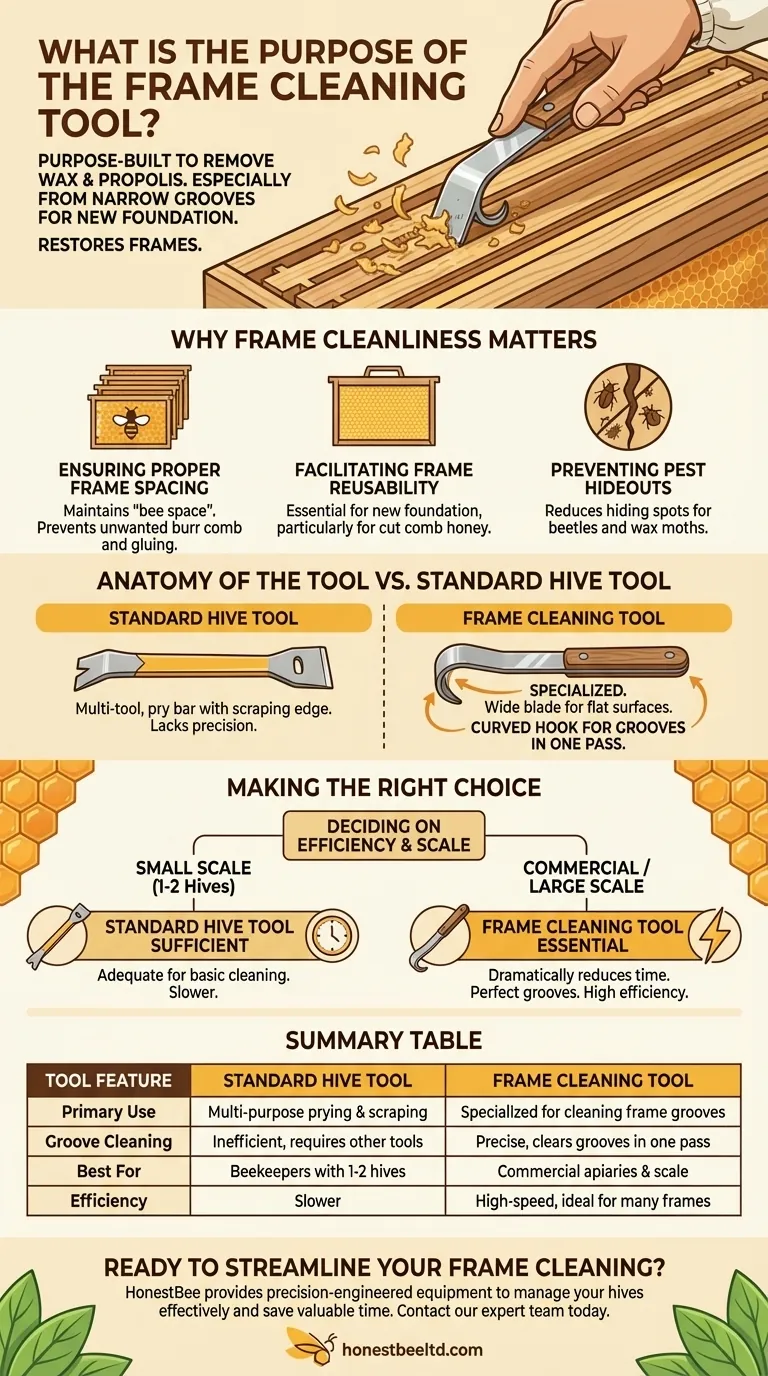 What is the purpose of the frame cleaning tool? A Precision Tool for Efficient Frame Maintenance Visual Guide