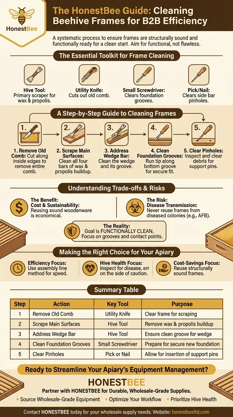 What is the process for cleaning frames? A Beekeeper's Guide to Economical Frame Reuse Visual Guide
