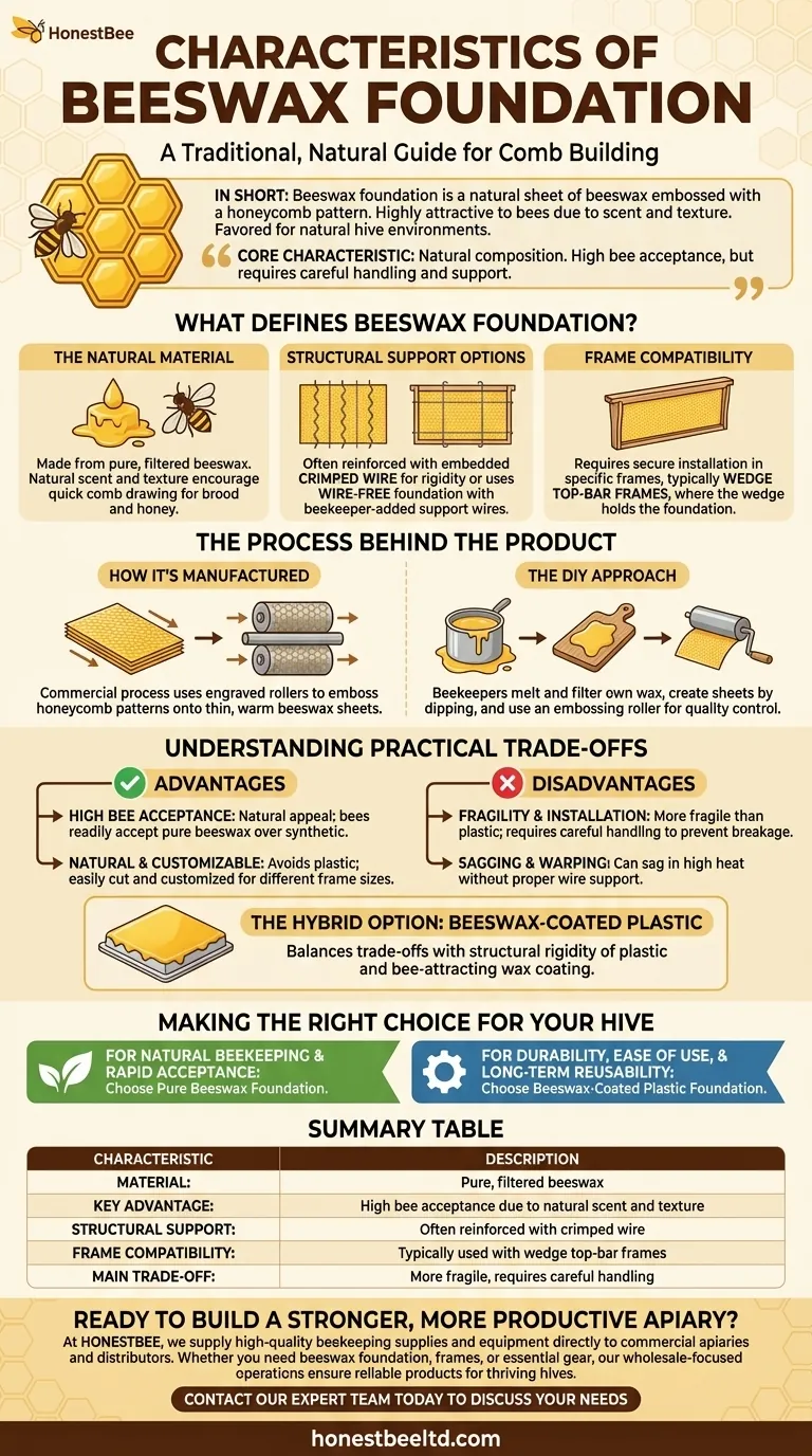 What are the characteristics of beeswax foundation? A Natural Choice for Healthy Hives Visual Guide