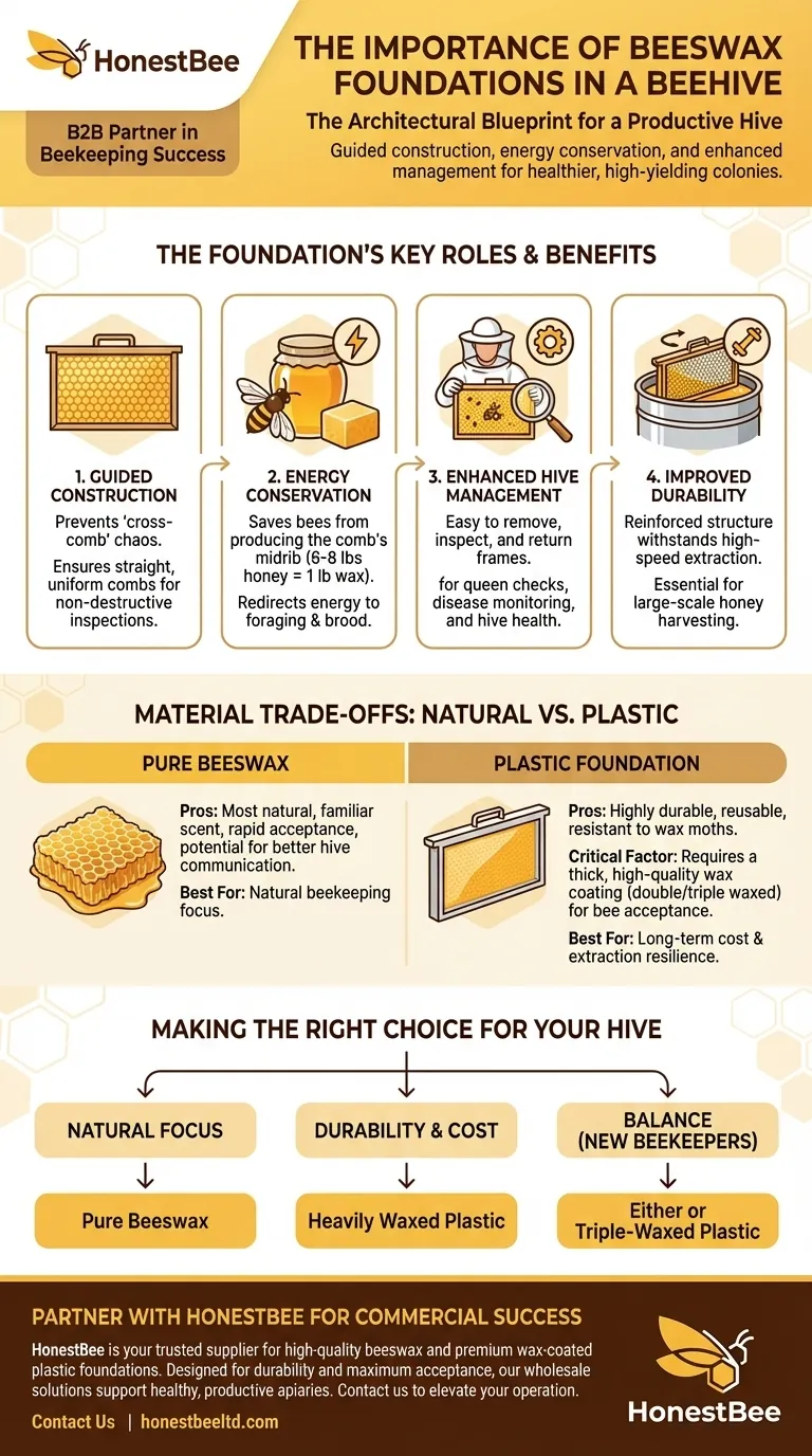 What is the importance of beeswax foundations in a beehive? Boost Hive Health and Honey Production Visual Guide